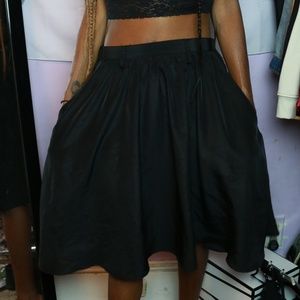 Black Midi Pleated Skirt